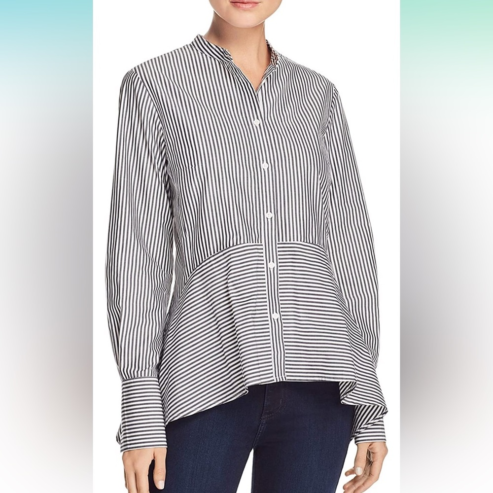 FRENCH CONNECTION Striped Button Blouse